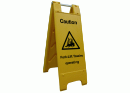 Caution Fork-Lift Trucks Operating Heavy-Duty Safety Sign Stand 