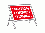 Caution Lorries Turning Temporary Road Sign