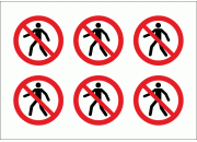 Prohibition No Pedestrians Stickers 