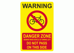 Cyclists Danger Zone Bold Warning Sign (Portrait)